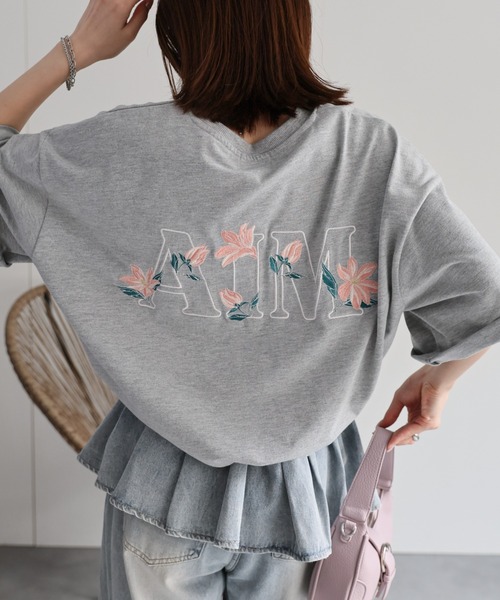 CREARE -LINO- tシャツ 「ユニセックス」フラワー刺繍Tシャツ/半袖