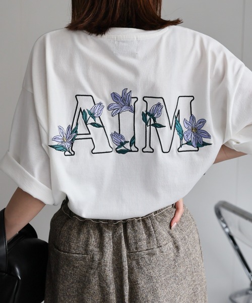 CREARE -LINO- tシャツ 「ユニセックス」フラワー刺繍Tシャツ/半袖