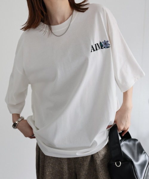 CREARE -LINO- tシャツ 「ユニセックス」フラワー刺繍Tシャツ/半袖