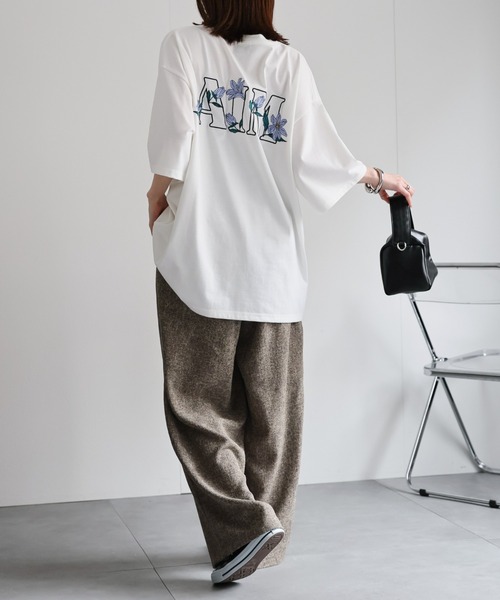 CREARE -LINO- tシャツ 「ユニセックス」フラワー刺繍Tシャツ/半袖