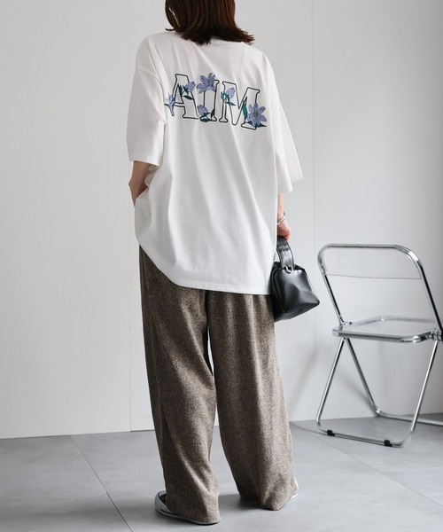 CREARE -LINO- tシャツ 「ユニセックス」フラワー刺繍Tシャツ/半袖