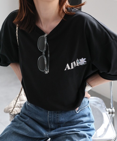 CREARE -LINO- tシャツ 「ユニセックス」フラワー刺繍Tシャツ/半袖