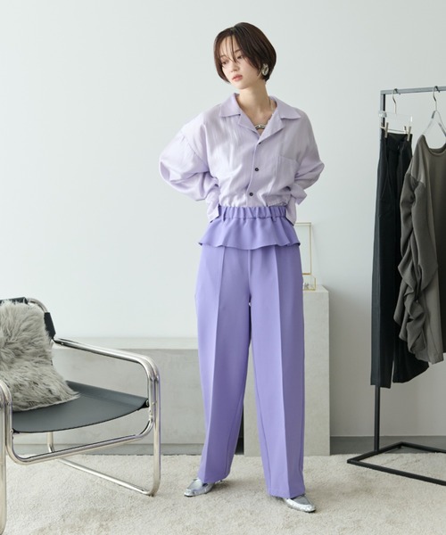 DFFUR. スラックス パンツ ペプラムセンタープレステーパード