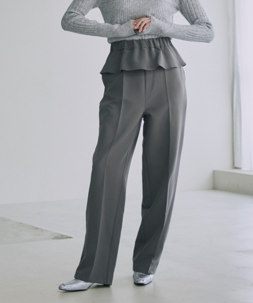 DFFUR. スラックス パンツ ペプラムセンタープレステーパード
