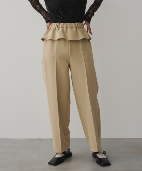 DFFUR. スラックス パンツ ペプラムセンタープレステーパード