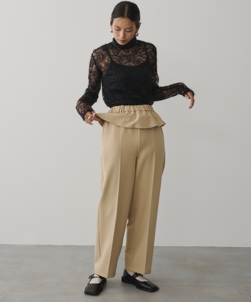 DFFUR. スラックス パンツ ペプラムセンタープレステーパード