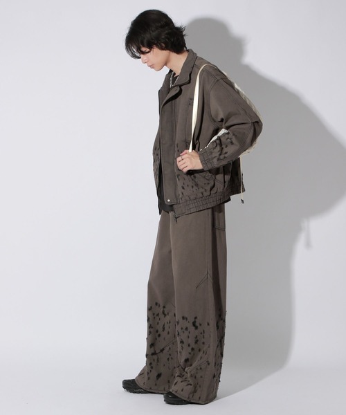 PERSONSOUL* ダメージ デニムパンツ ルーズ ベージュ ジーンズ セール】古着風 ルーズクラッシュ ダメージ ストレート
