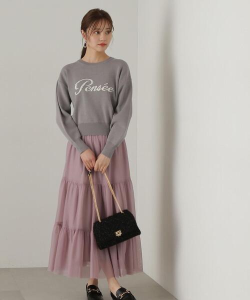 ✨美品✨JIU チュールティアードスカート ベルト付 大人可愛い PROPORTION BODY DRESSING スカート 重ねラメチュールティアード