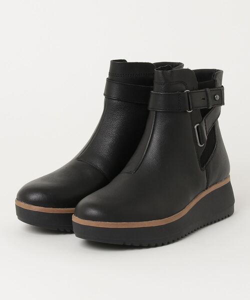 Clarks ブラック ブーツ ヒール レザー ジッパー スニーカー Torhill Hi / トーヒルハイ （ブラックレザー） -Clarks