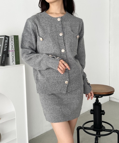 CLEA ニット セーター ゴールドボタンニットセットアップ レディース