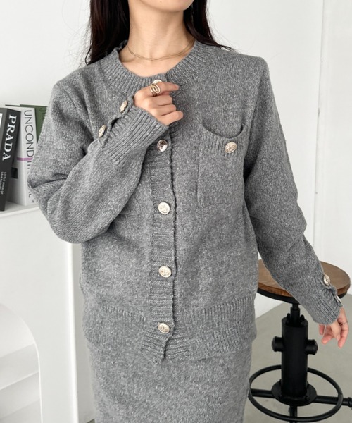 CLEA ニット セーター ゴールドボタンニットセットアップ レディース