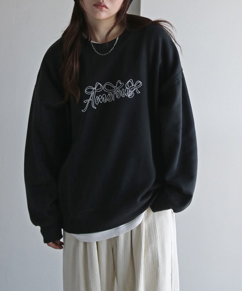 ルーズシルエット リボン刺繍スウェット ルーズシルエット リボン刺繍スウェット FQ24S026【Fano Studios