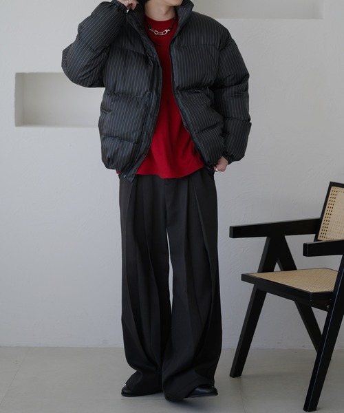 epnok ブルゾン アウター ピンストライプ中綿ブルゾン メンズ