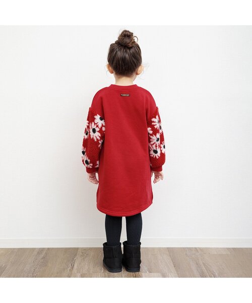 BREEZE ワンピース 「リンク」袖ボアワンピース キッズ 子供服