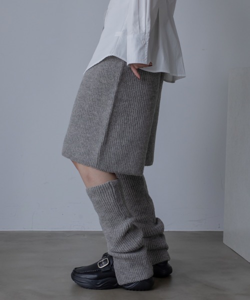 IIROT イロット リブニットパンツ グレー IIROT(イロット)｜chambray ドレープ パンツ/グレー の通販｜ELLESHOP