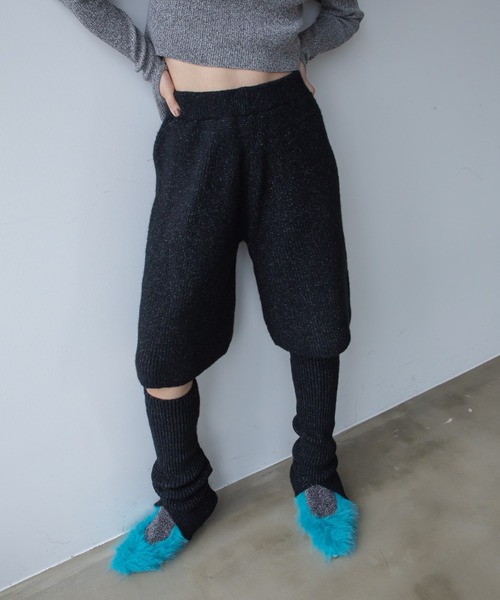 パンツ スリット2wayリブニットパンツ レディース : ZOZOTOWN