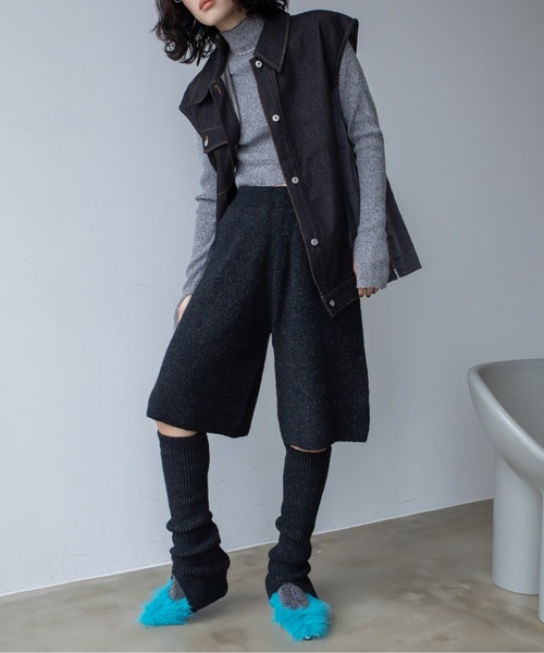パンツ スリット2wayリブニットパンツ レディース : ZOZOTOWN