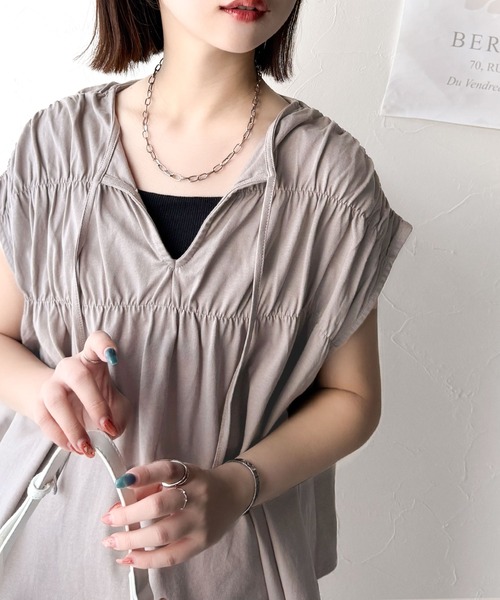 tシャツ 着るだけでオシャレ度ワンランクアップ。綿100％シルケット加工シャーリングトップス レディース | classicalelf | 03