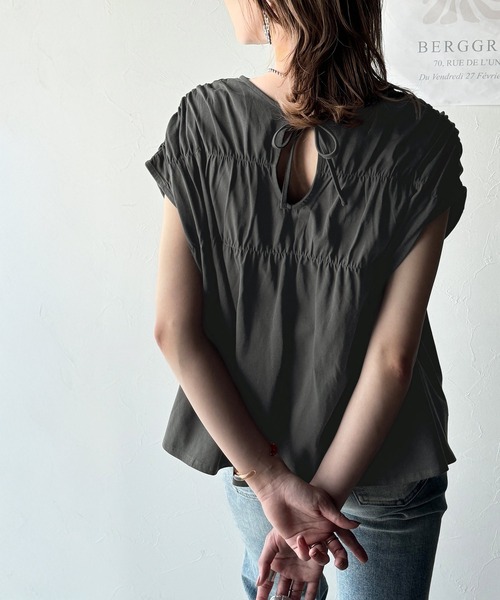 tシャツ 着るだけでオシャレ度ワンランクアップ。綿100％シルケット加工シャーリングトップス レディース | classicalelf | 18