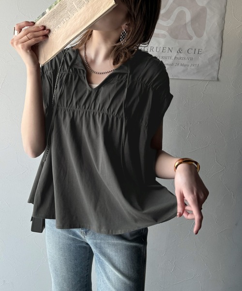 tシャツ 着るだけでオシャレ度ワンランクアップ。綿100％シルケット加工シャーリングトップス レディース | classicalelf | 22