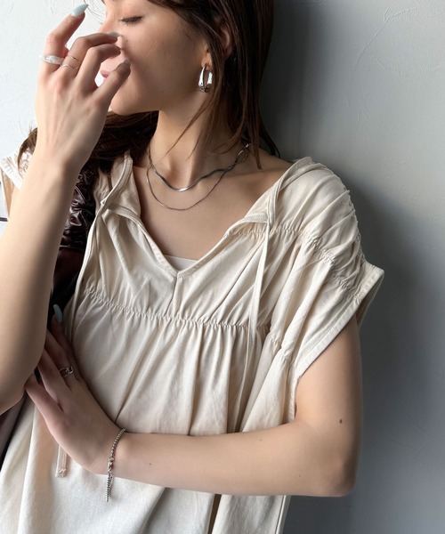 tシャツ 着るだけでオシャレ度ワンランクアップ。綿100％シルケット加工シャーリングトップス レディース | classicalelf | 07