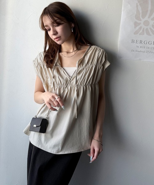 tシャツ 着るだけでオシャレ度ワンランクアップ。綿100％シルケット加工シャーリングトップス レディース | classicalelf | 14