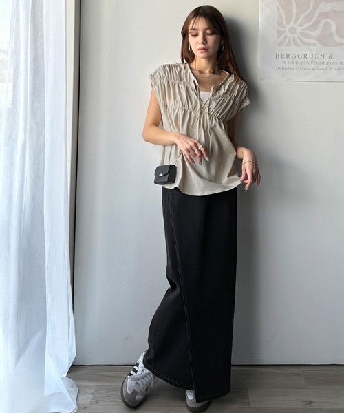 tシャツ 着るだけでオシャレ度ワンランクアップ。綿100％シルケット加工シャーリングトップス レディース | classicalelf | 15