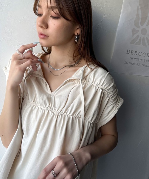 tシャツ 着るだけでオシャレ度ワンランクアップ。綿100％シルケット加工シャーリングトップス レディース | classicalelf | 06