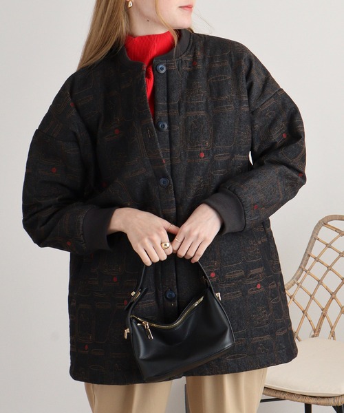 Emago（イマゴ） ブルゾン アウター クマの子刺繍キルティングブルゾン