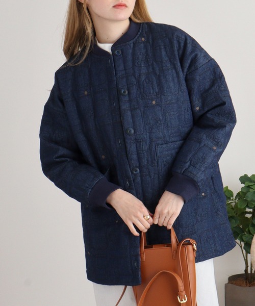 WONDERFUL WORLD くま刺繍 キルティング ブルゾン MA-1