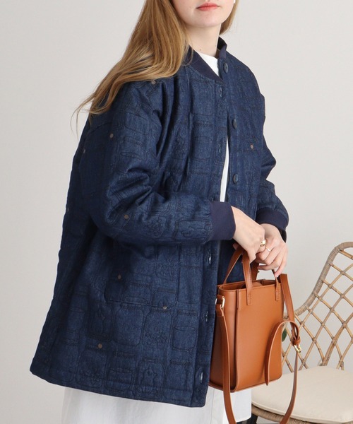 Emago（イマゴ） ブルゾン アウター クマの子刺繍キルティングブルゾン