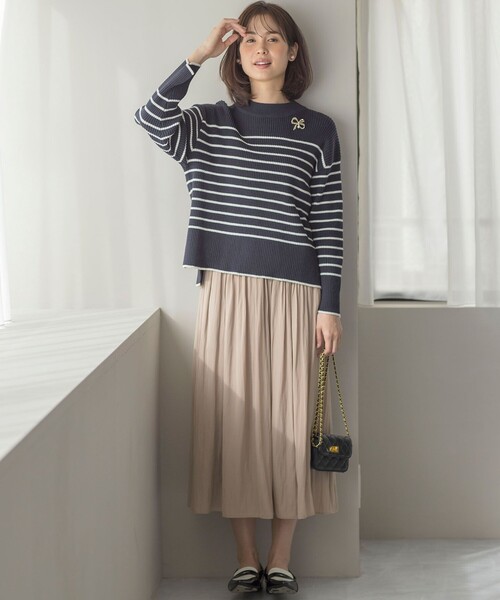 組曲（KUMIKYOKU） ニット セーター ハイネック ゆるボーダーニット