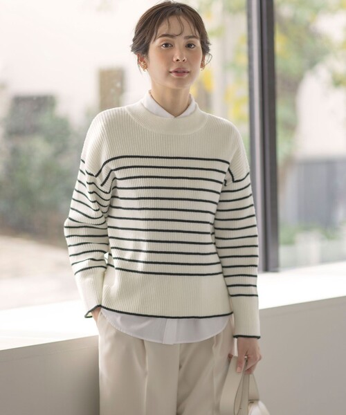 組曲（KUMIKYOKU） ニット セーター ハイネック ゆるボーダーニット