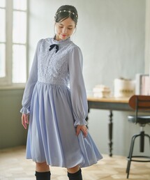 組曲新品ラベンダー ボーダーレースドレス ワンピース 150 組曲 ワンピース 「150-170cm」レースシフォン キッズ 子供服