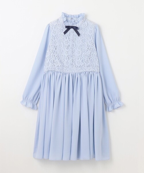 （美品）組曲 ワンピース 130リボン　レース♡ 組曲（KUMIKYOKU） ワンピース 「150-170cm」レースシフォン