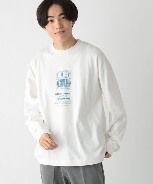 GLOBAL WORK tシャツ ヘビロッTEE/プリント/長袖/147196 メンズ