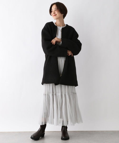 「LEPSIM」 ノーカラーコート FREE ブラック レディース_画像3