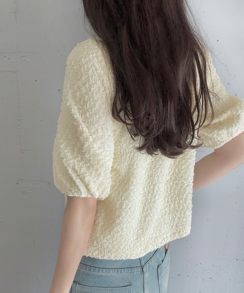 LAUIR ブラウス シャツ くしゅくしゅ半袖トップス レディース