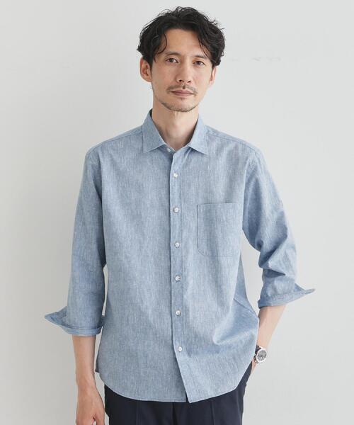TAKEO　KIKUCHI TAKEO KIKUCHI シャツ ハイブリッド リネン 7分袖 メンズ