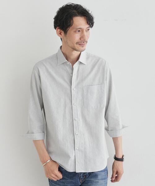 TAKEO KIKUCHI シャツ ハイブリッド リネン 7分袖 メンズ