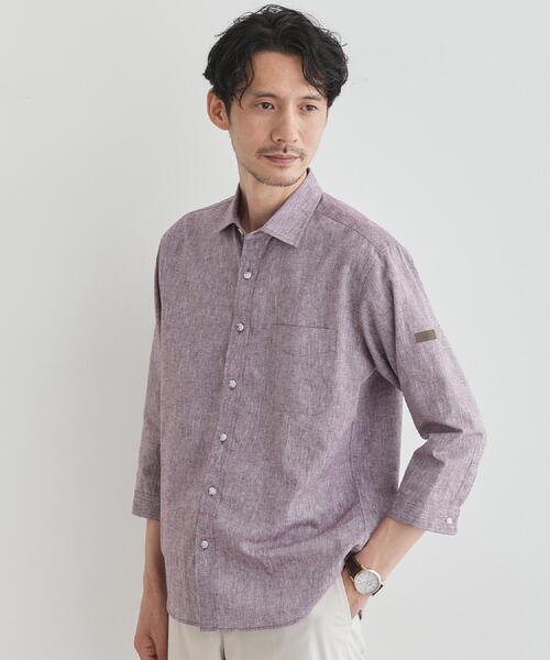 TAKEO KIKUCHI シャツ ハイブリッド リネン 7分袖 メンズ
