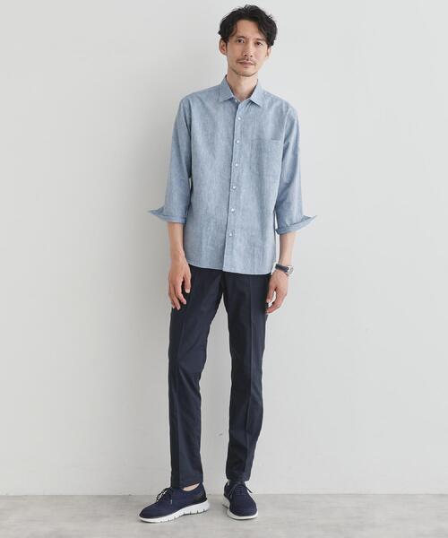 TAKEO KIKUCHI シャツ ハイブリッド リネン 7分袖 メンズ