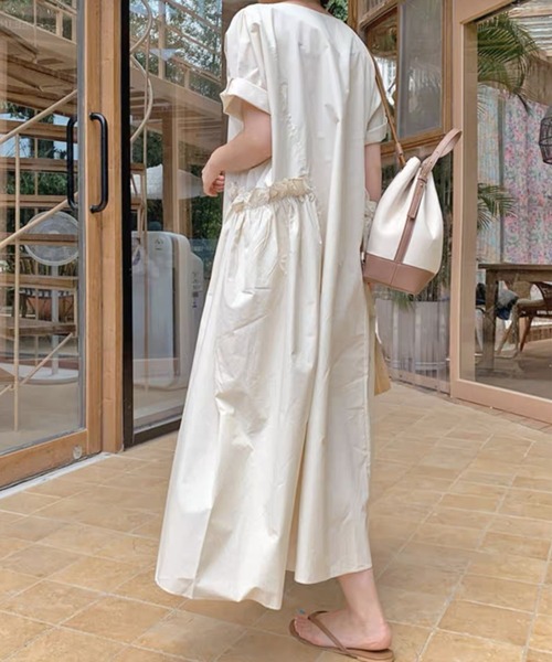 極美品♡ルネ♡フロントリボン　ワンピース 最強モテ♡】変形スクエアネックワンピース | La boutique