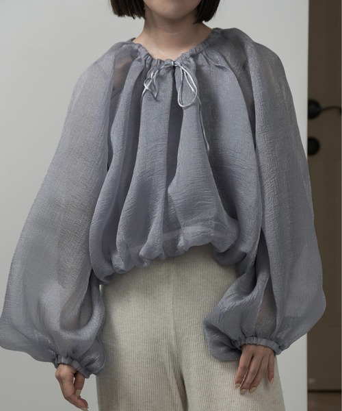 【新品未使用】lawgy シアーブラウス lawgy ブラウス シャツ hem balloon volume sheer blouse / ヘム