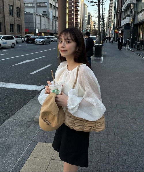 lawgy ブラウス シャツ hem balloon volume sheer blouse / ヘム