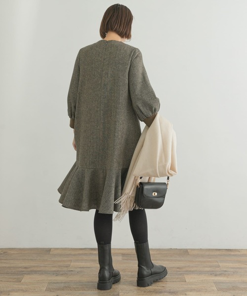 「F by ROSSO」 7分袖ワンピース 38 チャコールグレー レディース_画像8