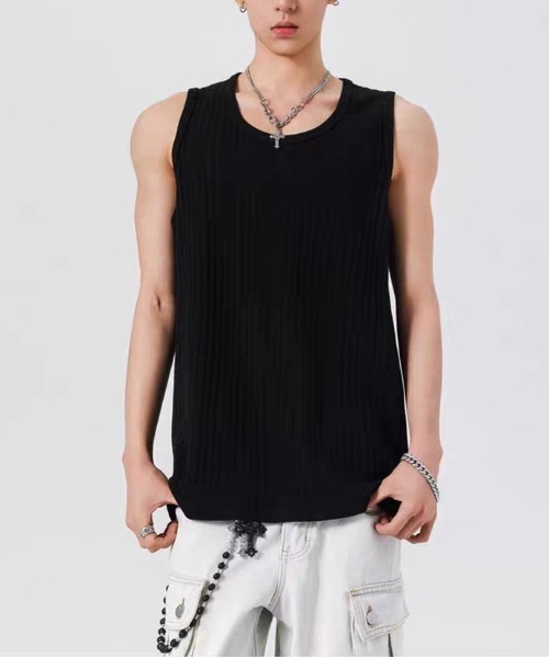 AsheKsha tシャツ 「新作」ユニセックス 縦リブストライプ