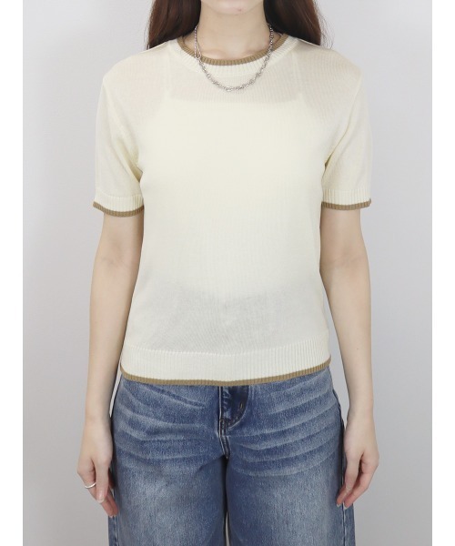 Reurie'（レウリィ） tシャツ 半袖 バイカラー半袖トップス／bicolor