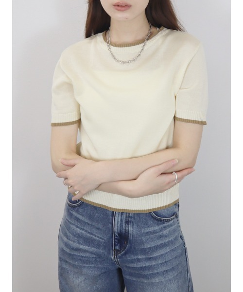 Reurie'（レウリィ） tシャツ 半袖 バイカラー半袖トップス／bicolor