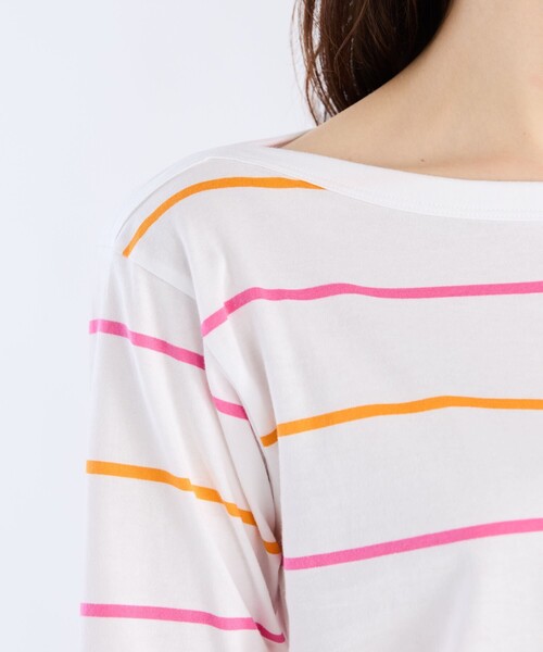 agnes b.（アニエスベー） tシャツ ボーダー コットン ボートネック 七